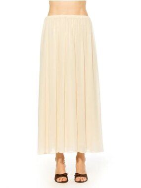 Alixia Admor Cream Vayla Long Flowy Maxi Skirt A-Line Mesh Chiffon Size 8